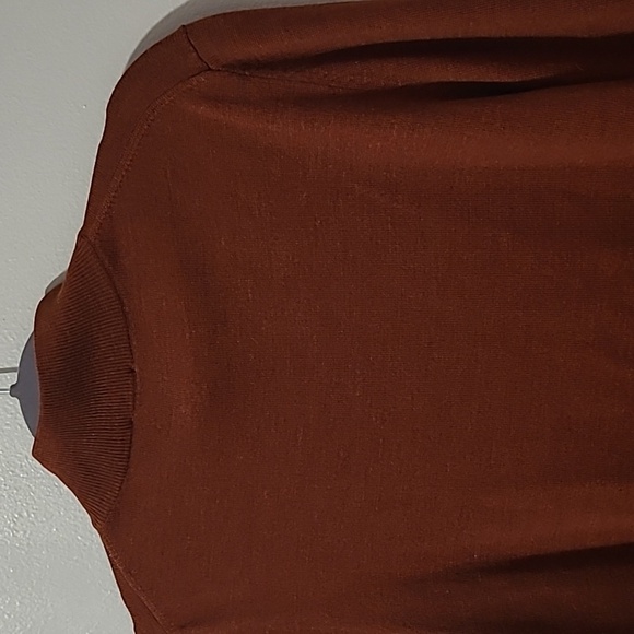 JoS A Bank Traveler Men's L Rust Merino wool Sweater Qtr zip Henley quiet luxury - Picture 8 of 14